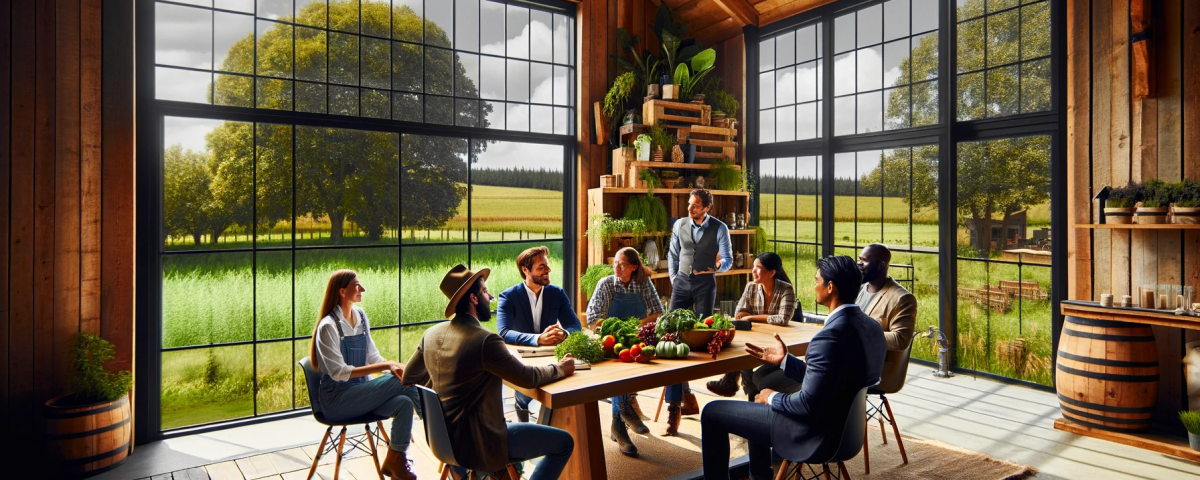 Farmáři sedící u stolu - AI Generated